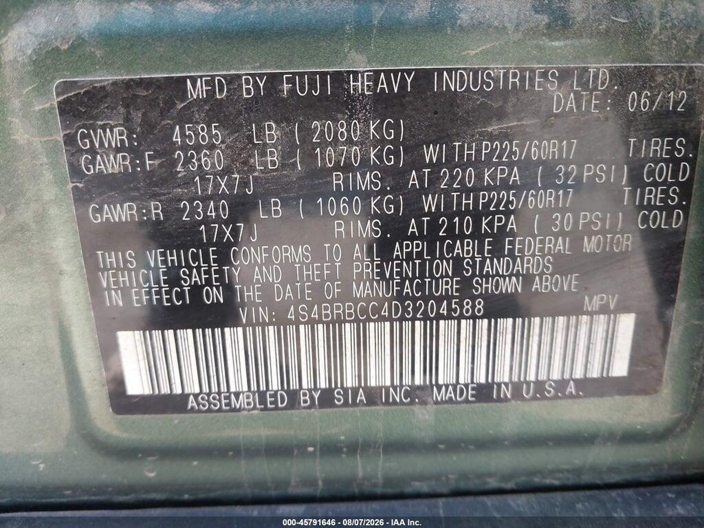 4S4BRBCC4D3204588 2013 SUBARU OUTBACK photo no. 9
