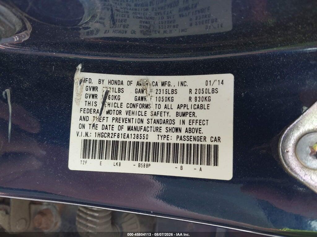 1HGCR2F81EA138550 2014 HONDA ACCORD photo no. 9