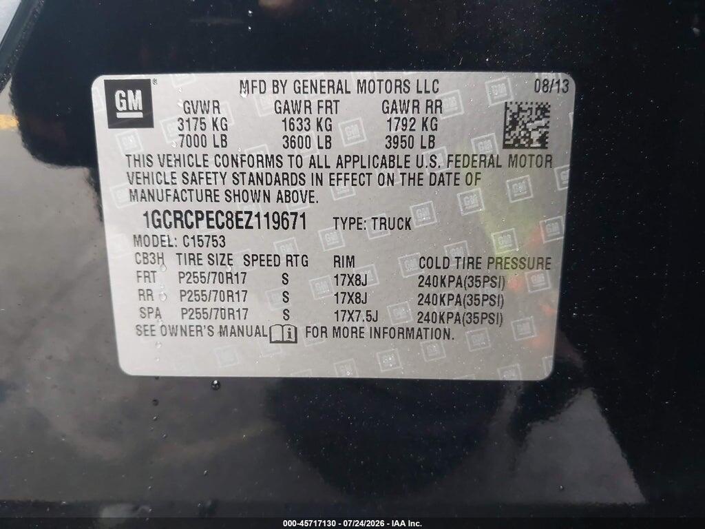 1GCRCPEC8EZ119671 2014 CHEVROLET SILVERADO 1500 photo no. 9