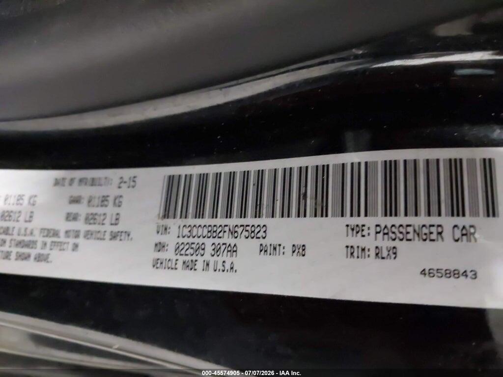 1C3CCCBB2FN675823 2015 CHRYSLER 200 photo no. 9