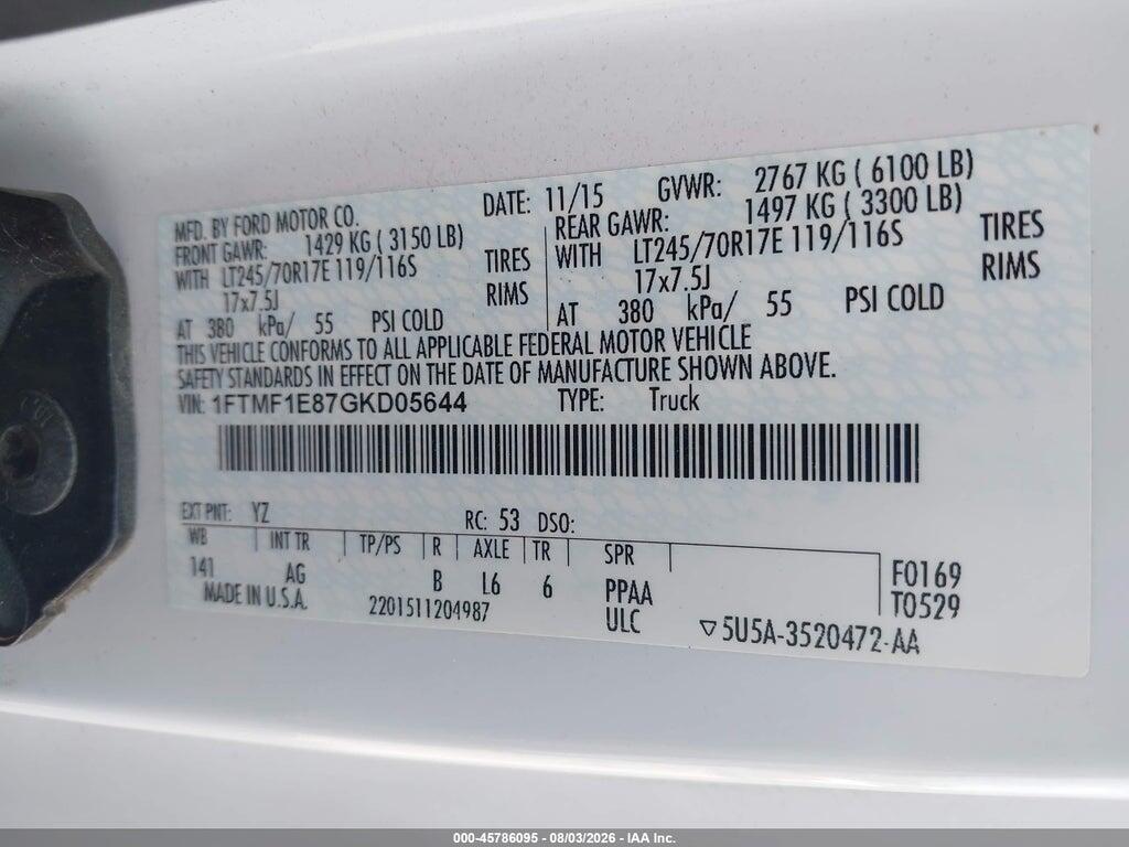 1FTMF1E87GKD05644 2016 FORD F-150 photo no. 9