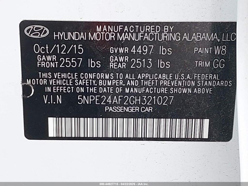 5NPE24AF2GH321027 2016 HYUNDAI SONATA photo no. 9