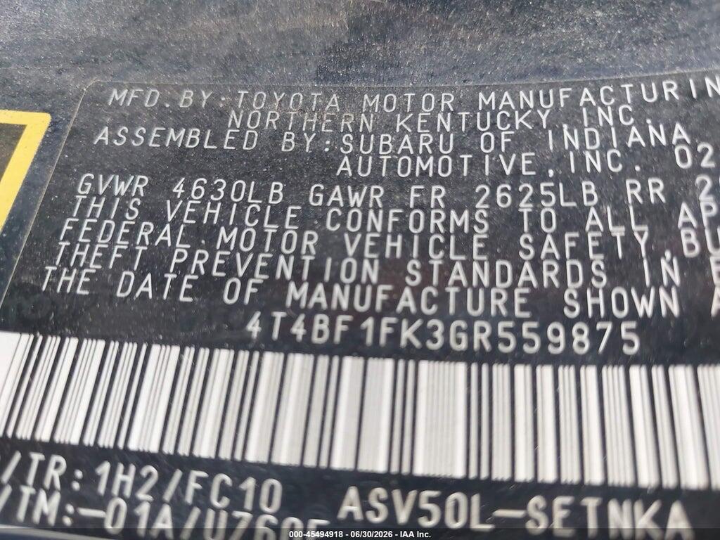 4T4BF1FK3GR559875 2016 TOYOTA CAMRY photo no. 9