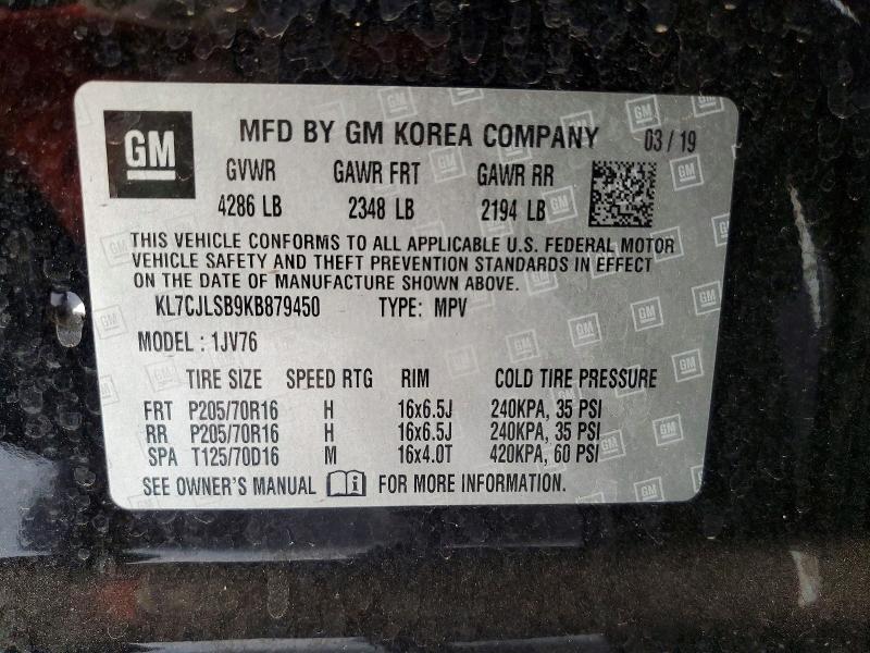 KL7CJLSB9KB879450 2019 CHEVROLET TRAX photo no. 12