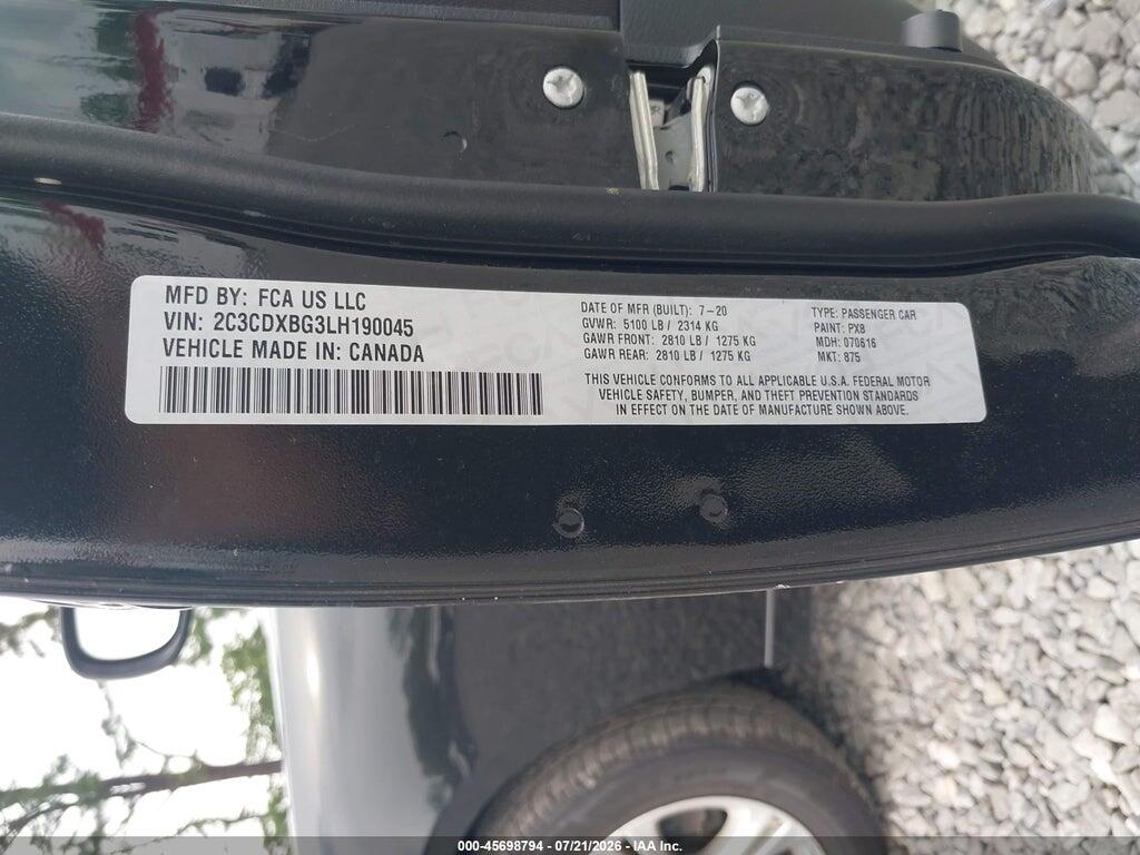 2C3CDXBG3LH190045 2020 DODGE CHARGER photo no. 9