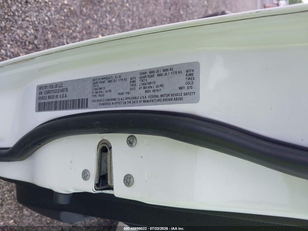 1C6RR7FG2LS149715 2020 RAM 1500 CLASSIC photo no. 9