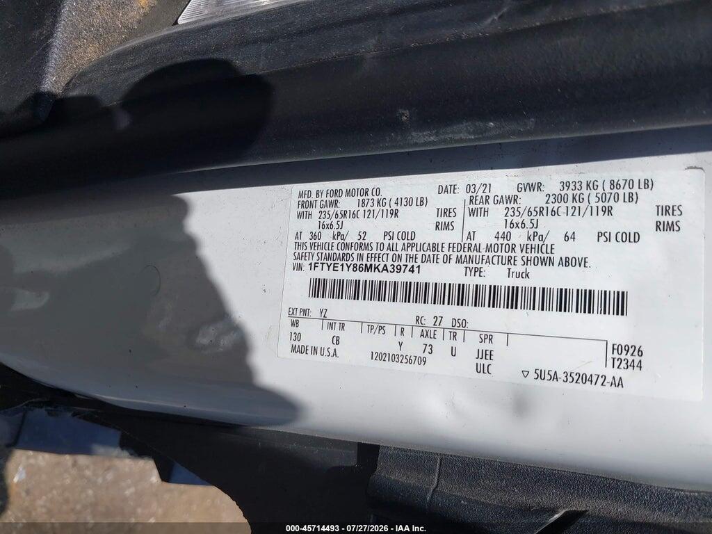 1FTYE1Y86MKA39741 2021 FORD TRANSIT-150 photo no. 9