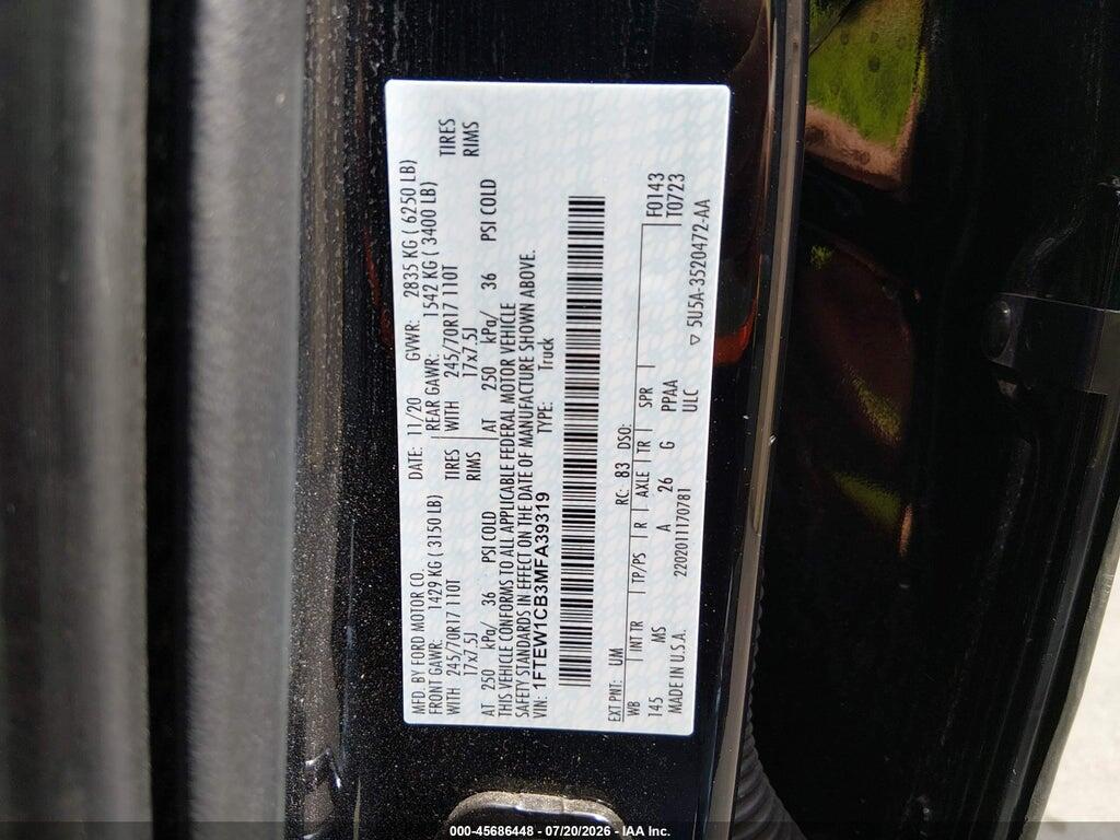 1FTEW1CB3MFA39319 2021 FORD F-150 photo no. 9