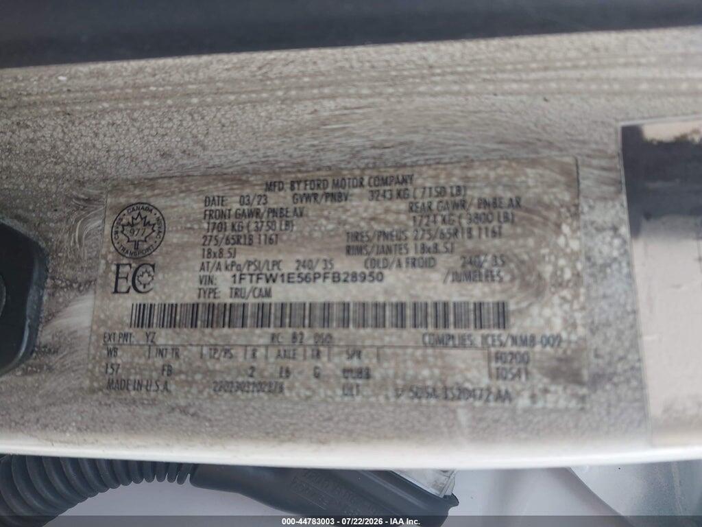 1FTFW1E56PFB28950 2023 FORD F-150 photo no. 9