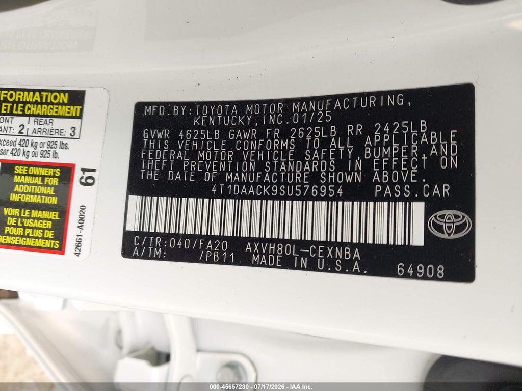 4T1DAACK9SU576954 2025 TOYOTA CAMRY photo no. 9
