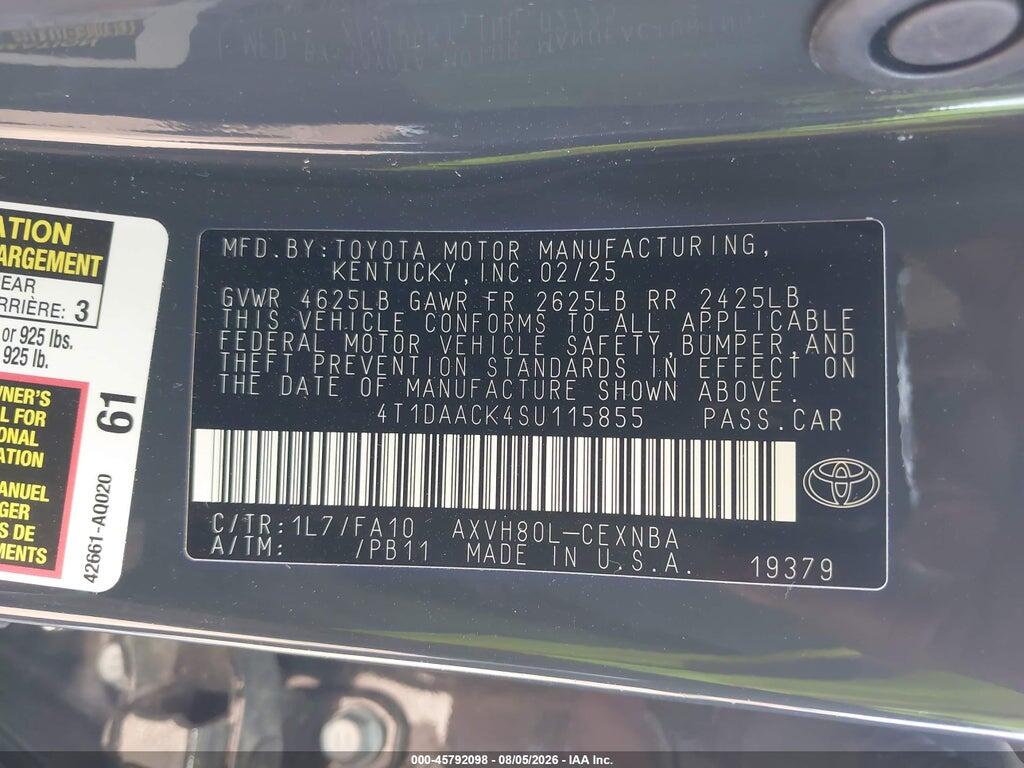 4T1DAACK4SU115855 2025 TOYOTA CAMRY photo no. 9
