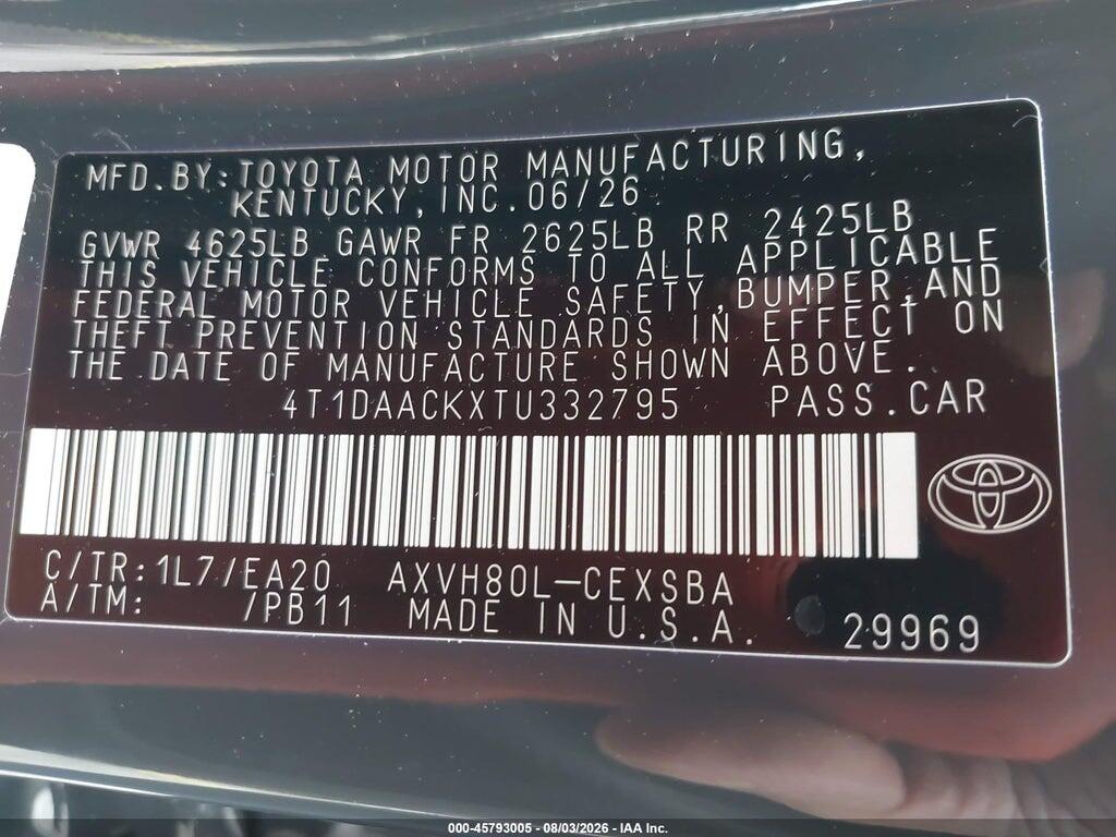 4T1DAACKXTU332795 2026 TOYOTA CAMRY photo no. 9