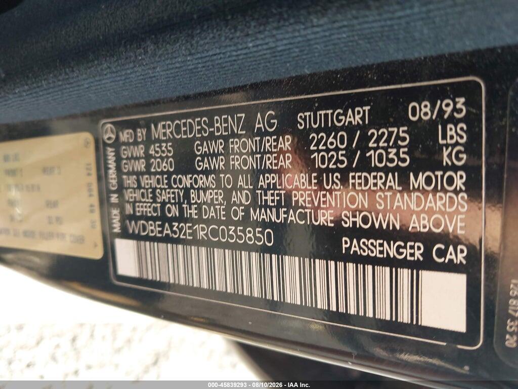 WDBEA32E1RC035850 1994 MERCEDES-BENZ E photo no. 9