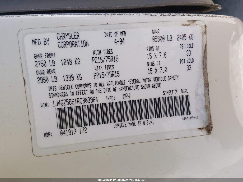 1J4GZ58S1RC303964 1994 JEEP GRAND CHEROKEE photo no. 9