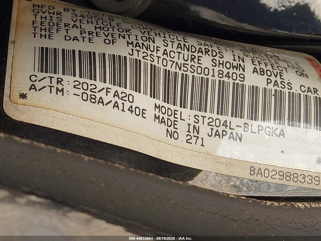 JT2ST07N5S0018409 1995 TOYOTA CELICA photo no. 9