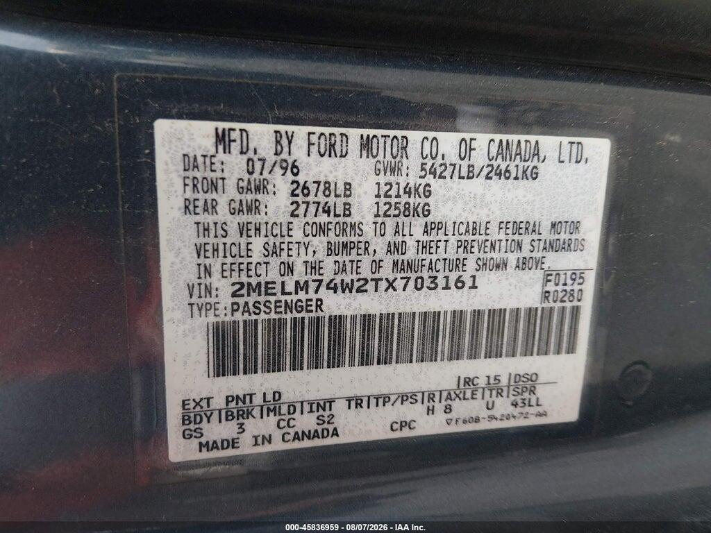 2MELM74W2TX703161 1996 MERCURY GRAND MARQUIS photo no. 9