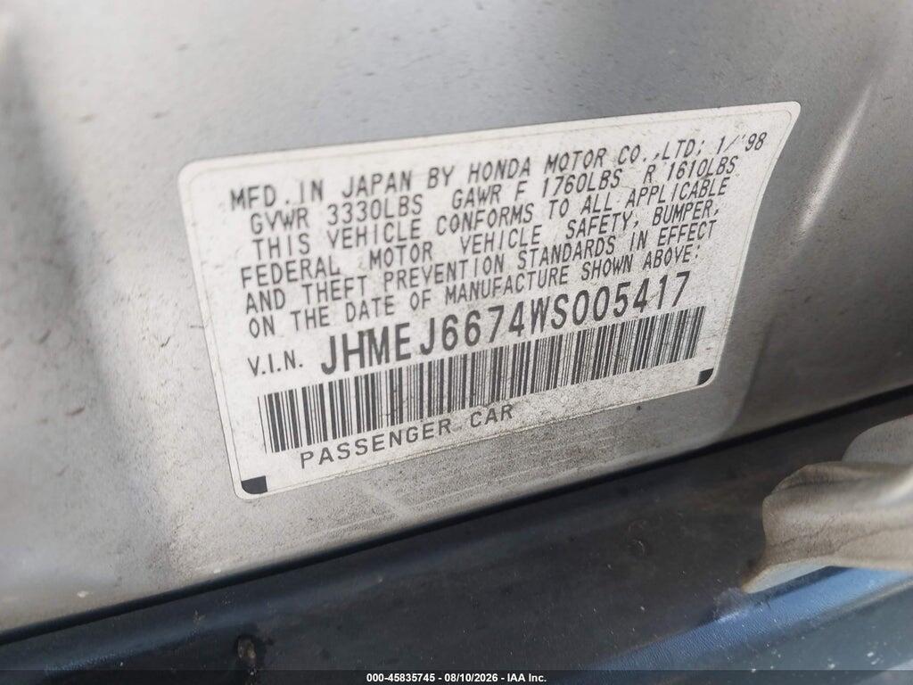 JHMEJ6674WS005417 1998 HONDA CIVIC photo no. 9