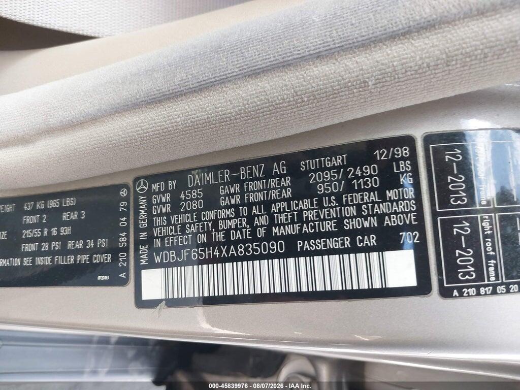 WDBJF65H4XA835090 1999 MERCEDES-BENZ E 320 photo no. 9