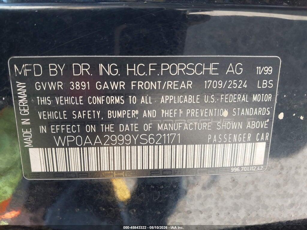 WP0AA2999YS621171 2000 PORSCHE 911 photo no. 9