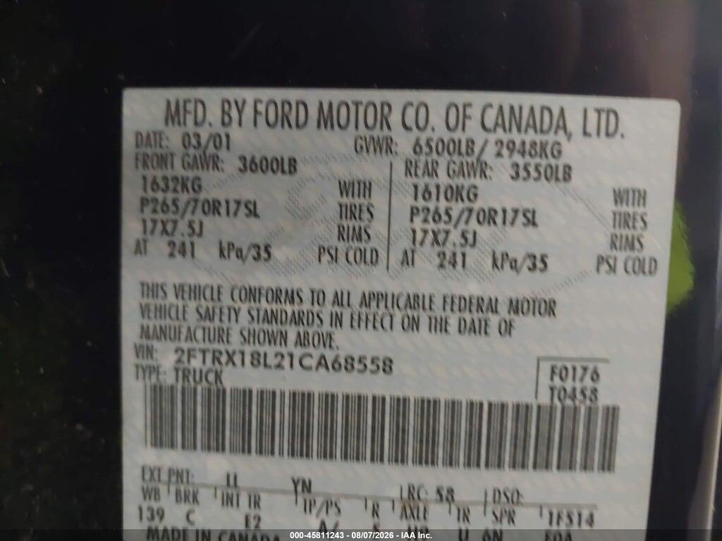 2FTRX18L21CA68558 2001 FORD F-150 photo no. 9