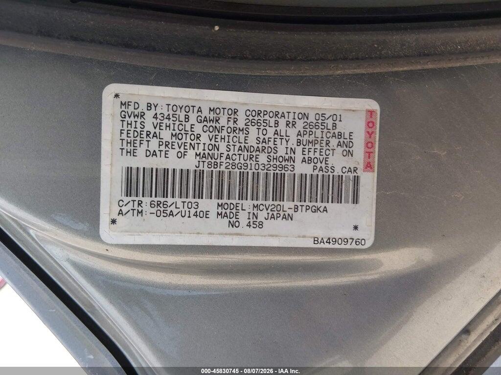 JT8BF28G910329963 2001 LEXUS ES 300 photo no. 9