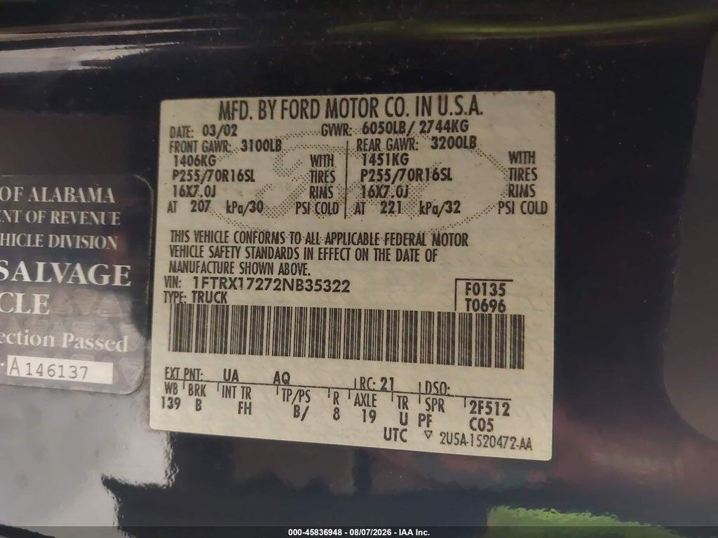 1FTRX17272NB35322 2002 FORD F-150 photo no. 9