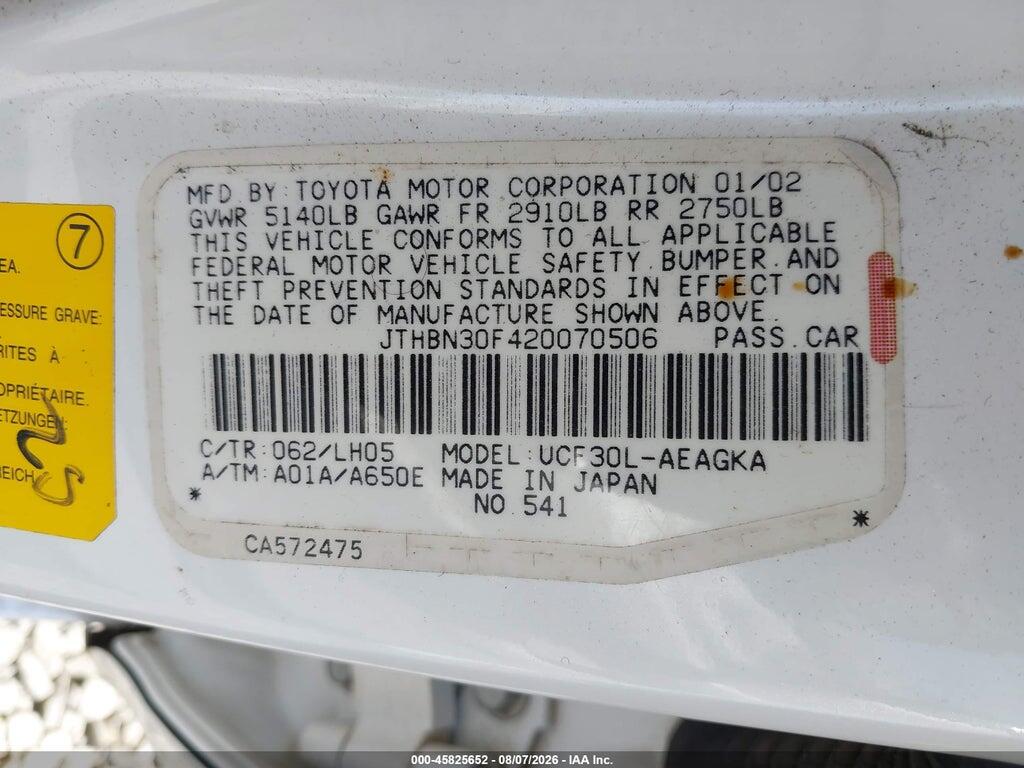JTHBN30F420070506 2002 LEXUS LS 430 photo no. 9