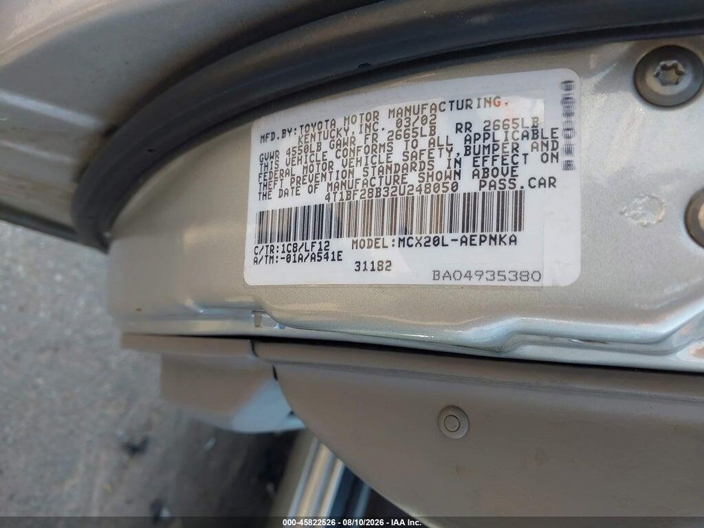 4T1BF28B32U248050 2002 TOYOTA AVALON photo no. 9