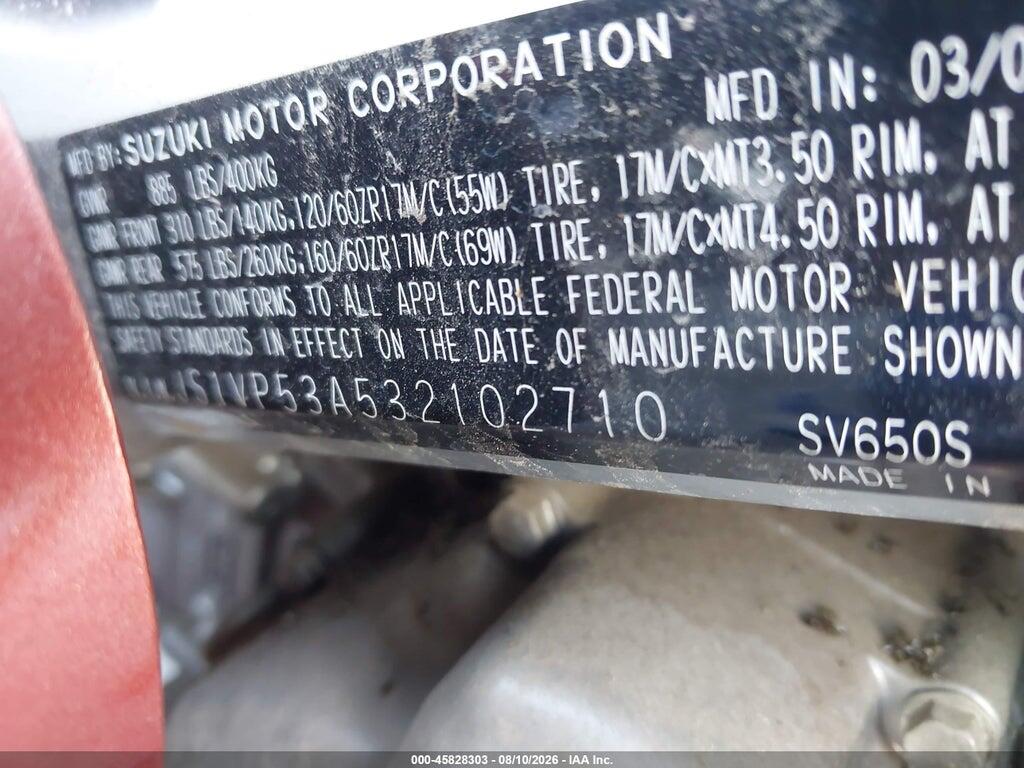 JS1VP53A532102710 2003 SUZUKI SV650 photo no. 10
