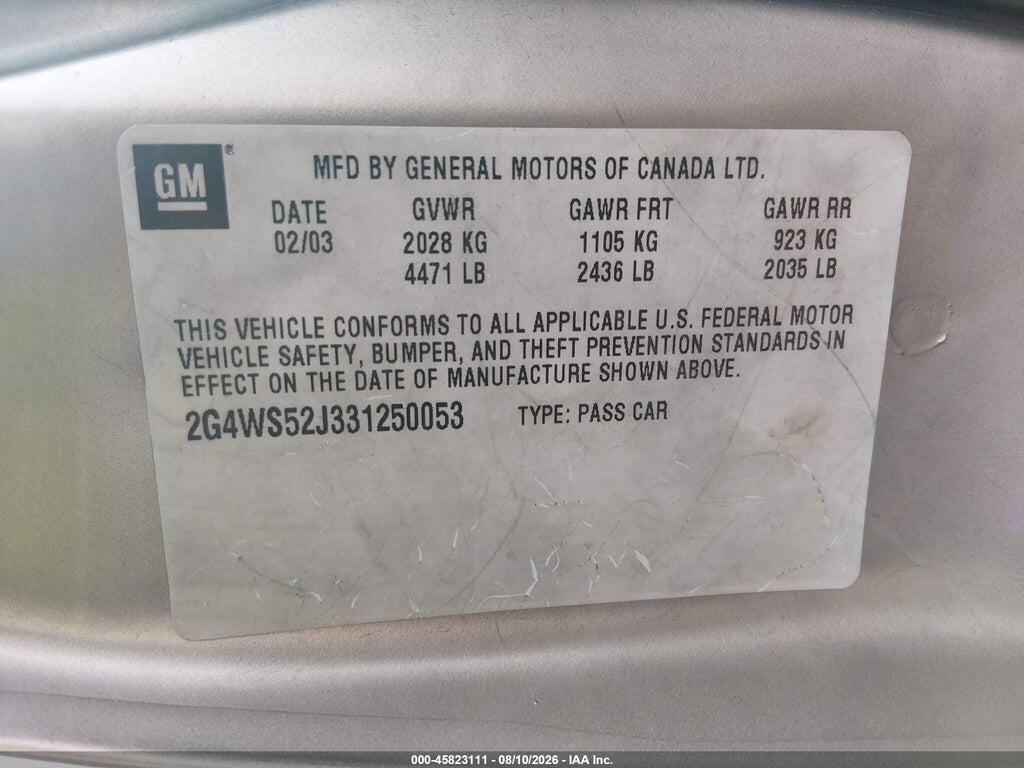 2G4WS52J331250053 2003 BUICK CENTURY photo no. 9