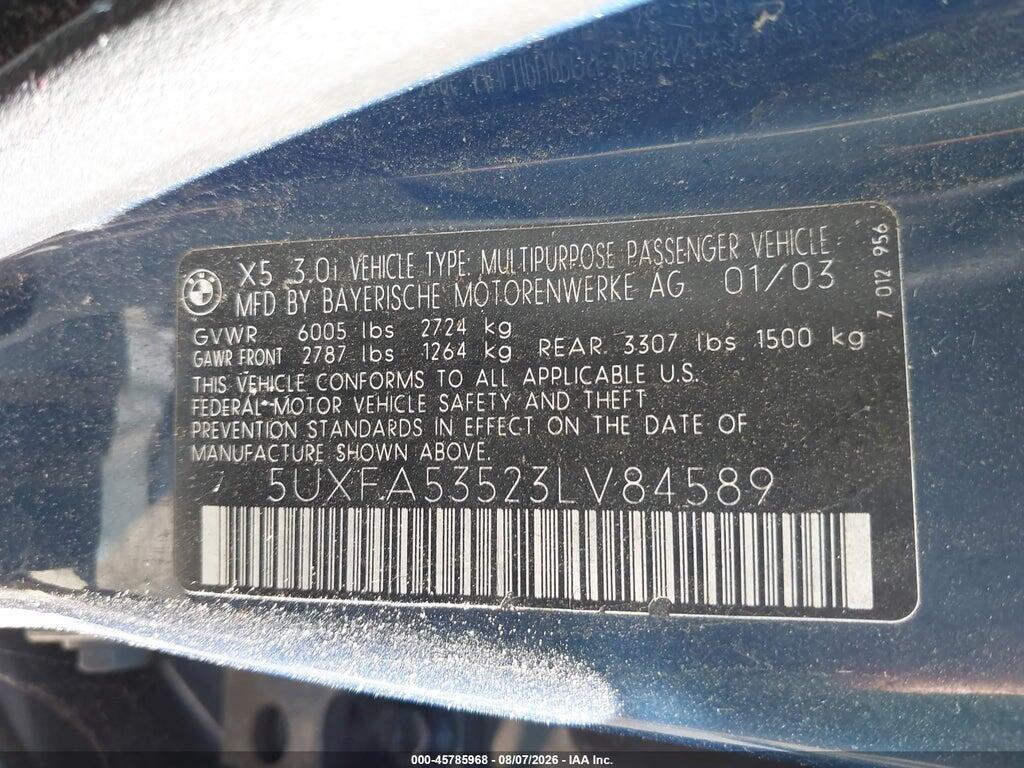 5UXFA53523LV84589 2003 BMW X5 photo no. 9