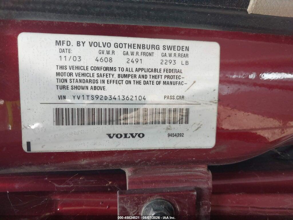 YV1TS92D341362104 2004 VOLVO S80 photo no. 9