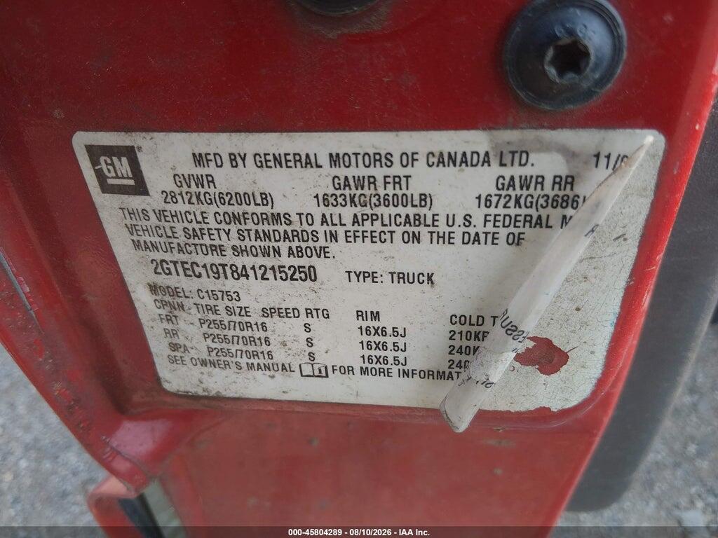 2GTEC19T841215250 2004 GMC SIERRA 1500 photo no. 9