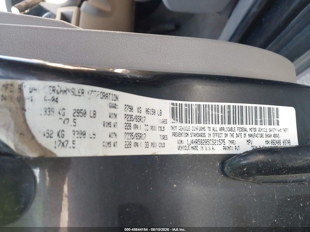 1J4HR58285C521575 2005 JEEP GRAND CHEROKEE photo no. 9