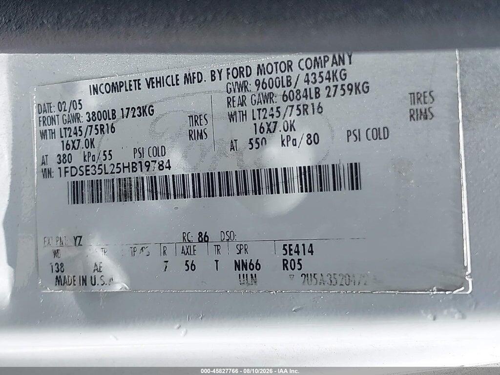1FDSE35L25HB19784 2005 FORD E-350 CUTAWAY photo no. 8