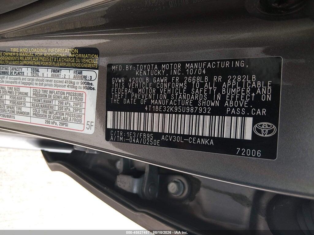 4T1BE32K95U987932 2005 TOYOTA CAMRY photo no. 9