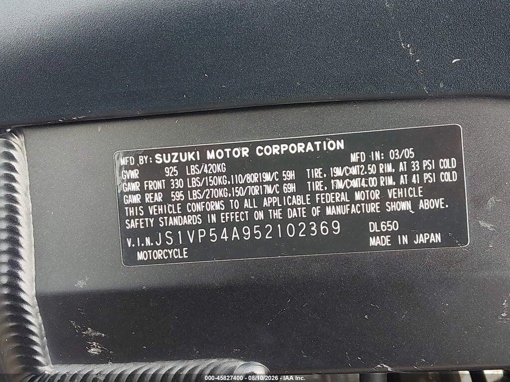 JS1VP54A952102369 2005 SUZUKI DL650 photo no. 10