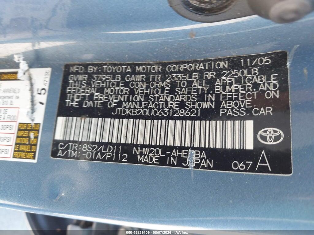 JTDKB20U063128621 2006 TOYOTA PRIUS photo no. 9