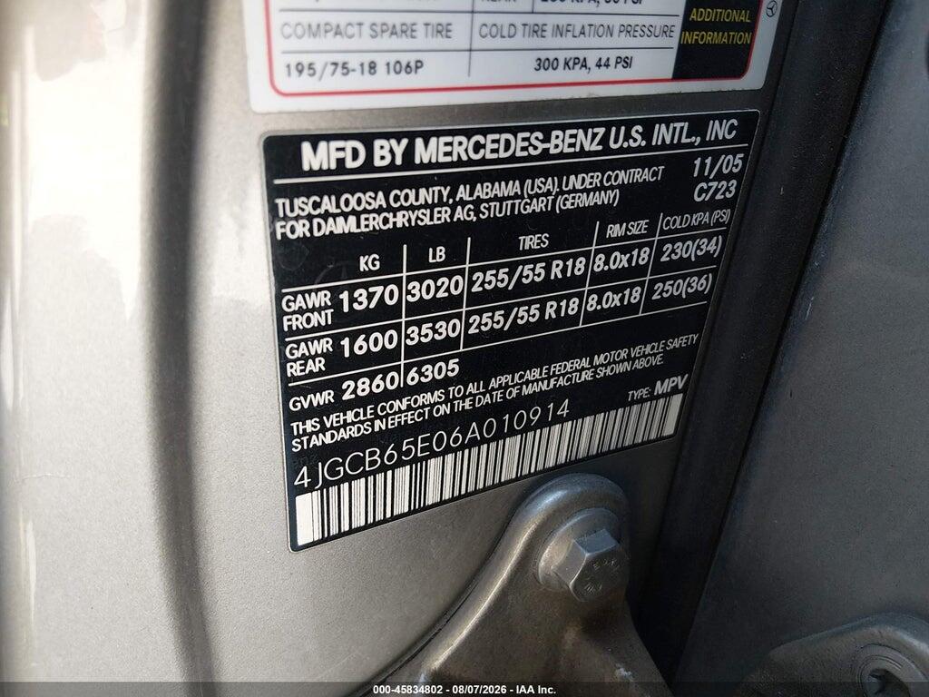 4JGCB65E06A010914 2006 MERCEDES-BENZ R 350 photo no. 9