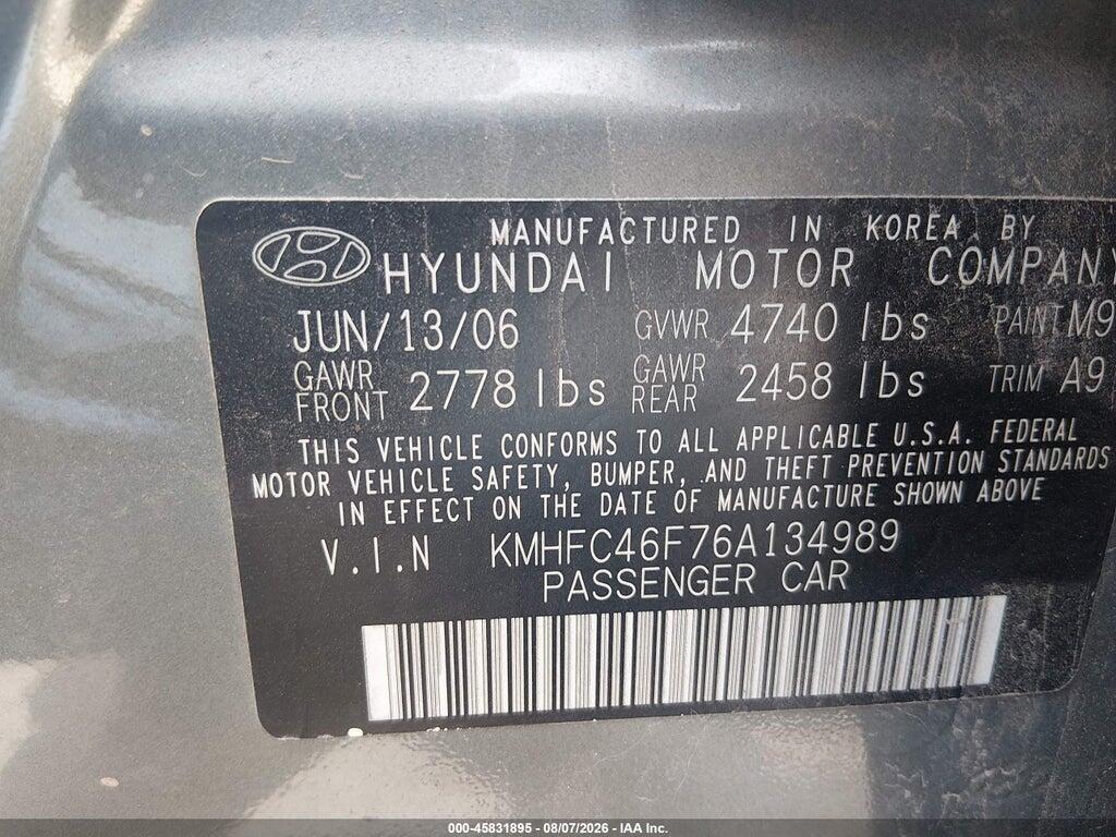 KMHFC46F76A134989 2006 HYUNDAI AZERA photo no. 9
