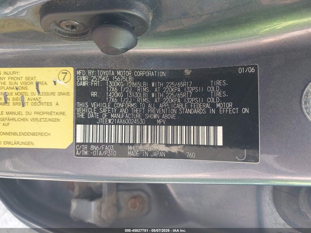 JTEEW21AX60024530 2006 TOYOTA HIGHLANDER HYBRID photo no. 9