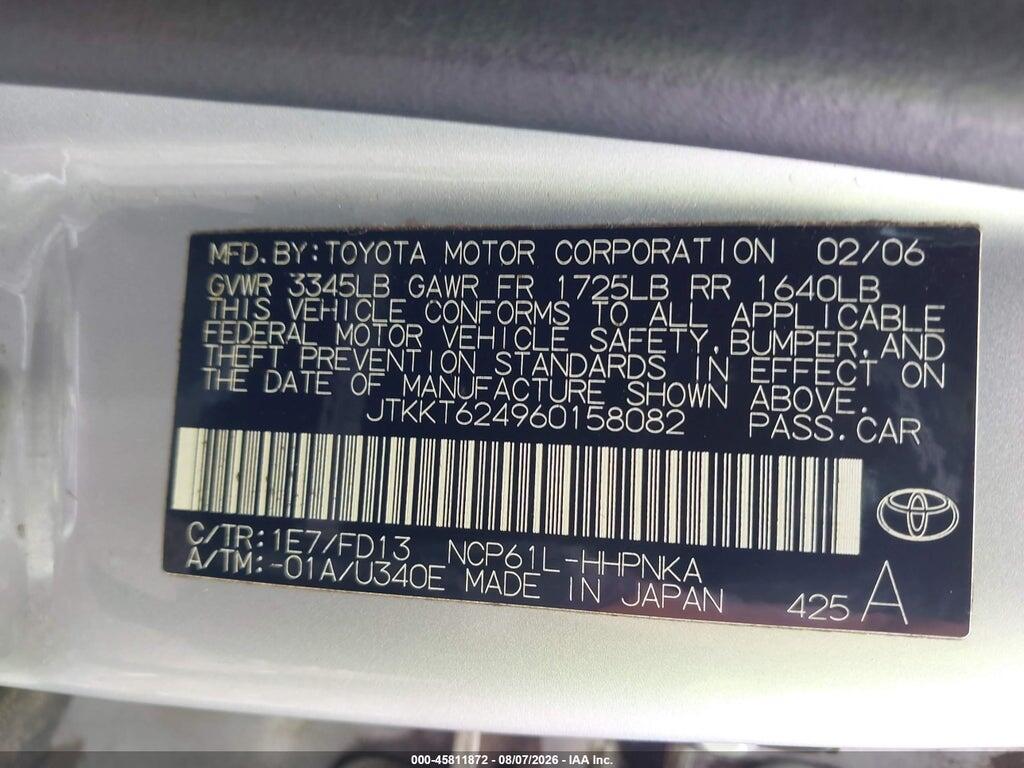 JTKKT624960158082 2006 SCION XA photo no. 9