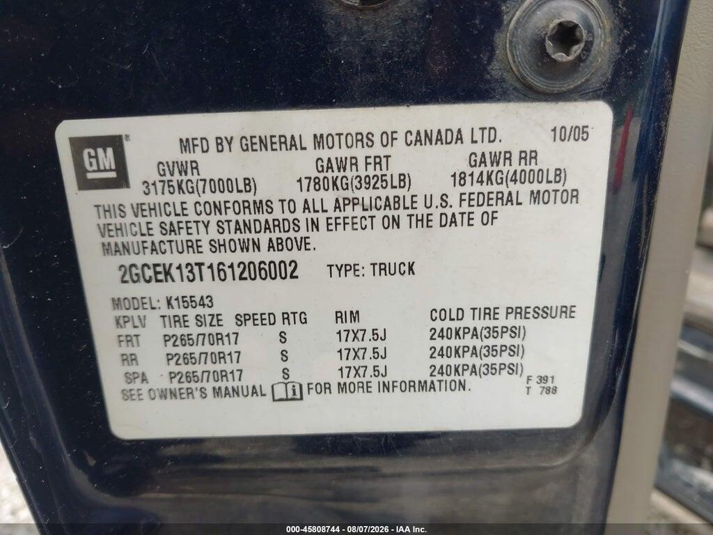 2GCEK13T161206002 2006 CHEVROLET SILVERADO 1500 photo no. 9