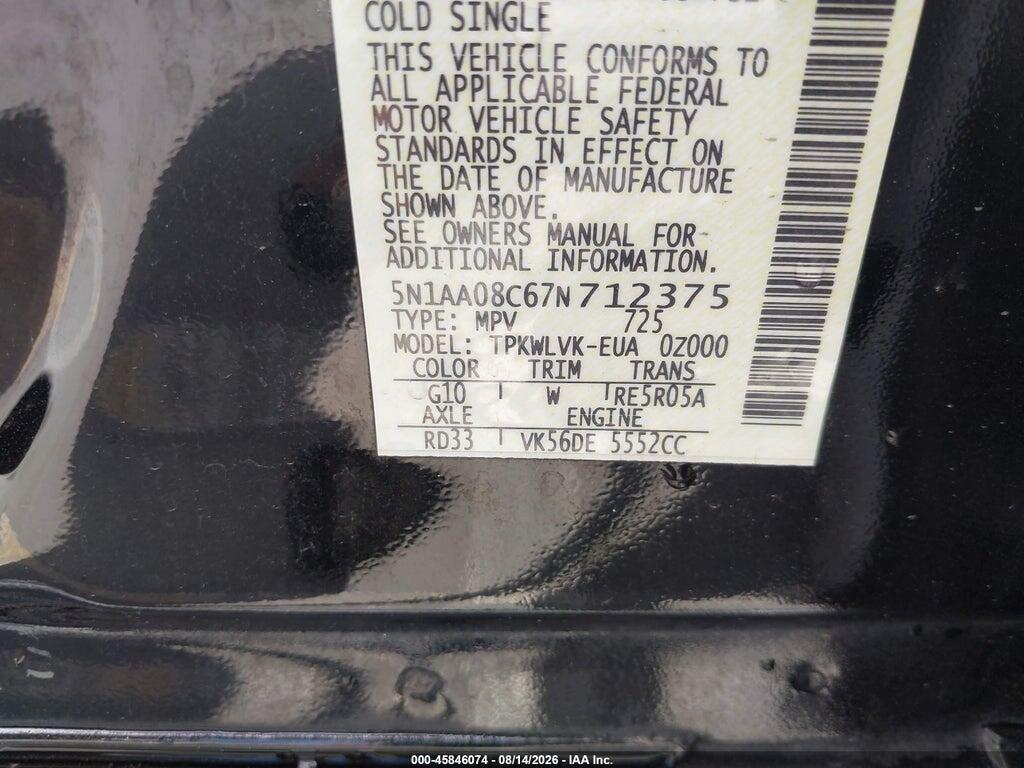 5N1AA08C67N712375 2007 NISSAN ARMADA photo no. 9