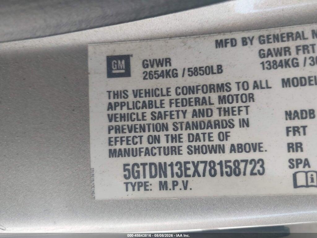 5GTDN13EX78158723 2007 HUMMER H3 SUV photo no. 9