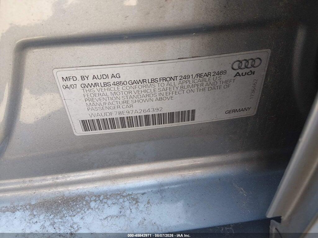 WAUDF78E97A264392 2007 AUDI A4 photo no. 9
