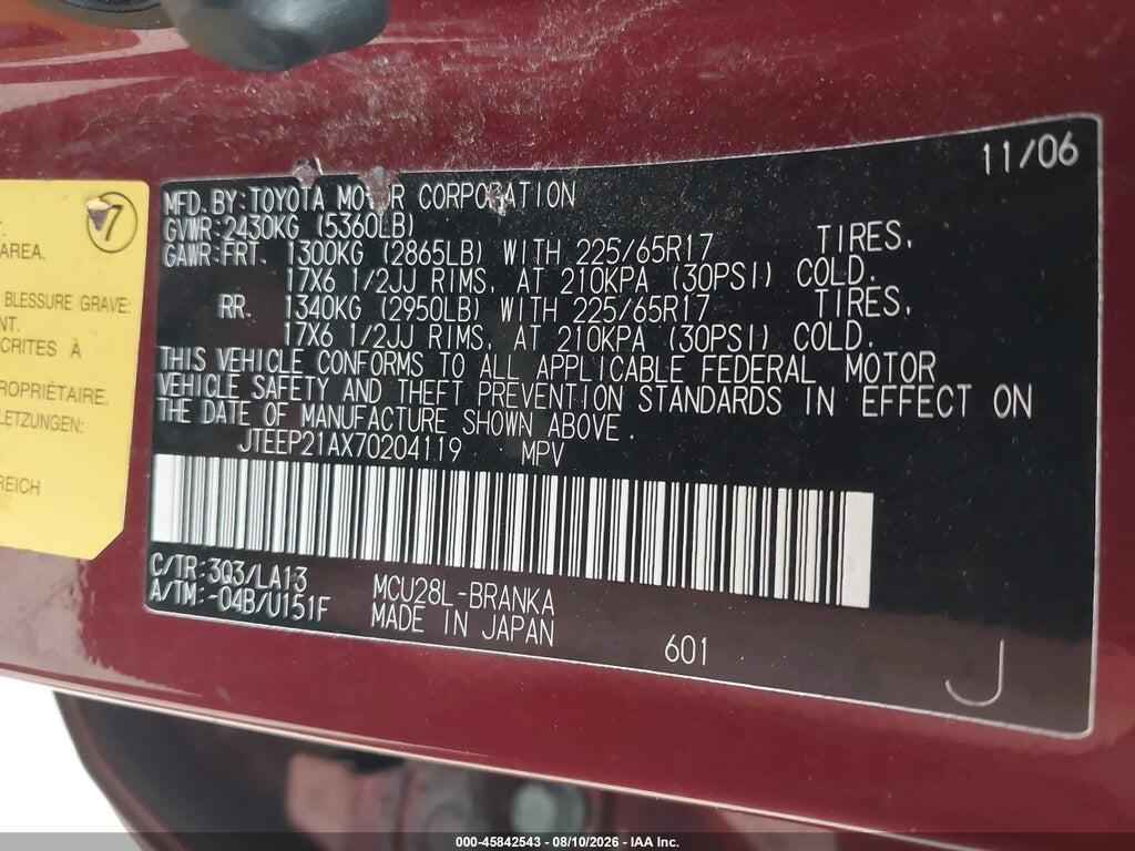 JTEEP21AX70204119 2007 TOYOTA HIGHLANDER photo no. 9