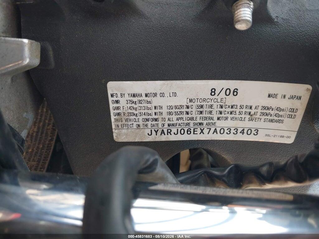 JYARJ06EX7A033403 2007 YAMAHA YZFR6 photo no. 10