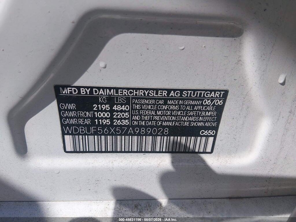 WDBUF56X57A989028 2007 MERCEDES-BENZ E 350 photo no. 9