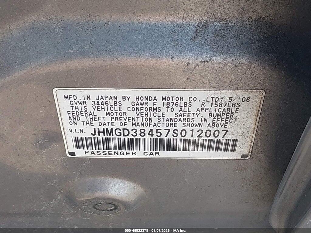 JHMGD38457S012007 2007 HONDA FIT photo no. 9